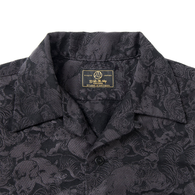 京黒紋付染 百豚ジャガード半袖シャツ【5687】