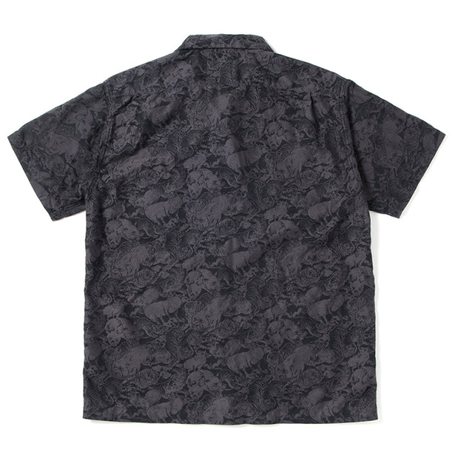 京黒紋付染 百豚ジャガード半袖シャツ【5687】