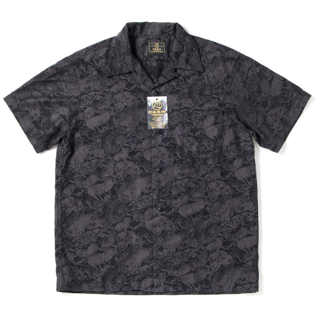 京黒紋付染 百豚ジャガード半袖シャツ【5687】