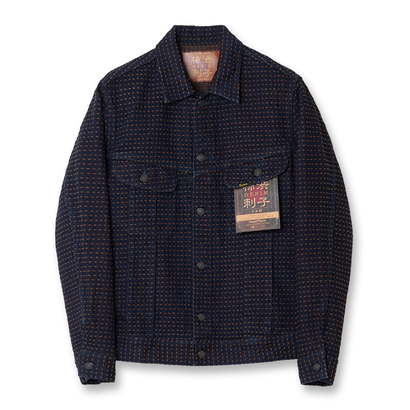 美品★ディーゼル デニムジャケット ダメージ・ペイント加工 ジップ 刺繍ロゴ 中古 DIESEL ディーゼル チェーンステッチ バック 刺繍
