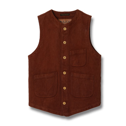 奄美大島泥染刺し子ベスト【4637】