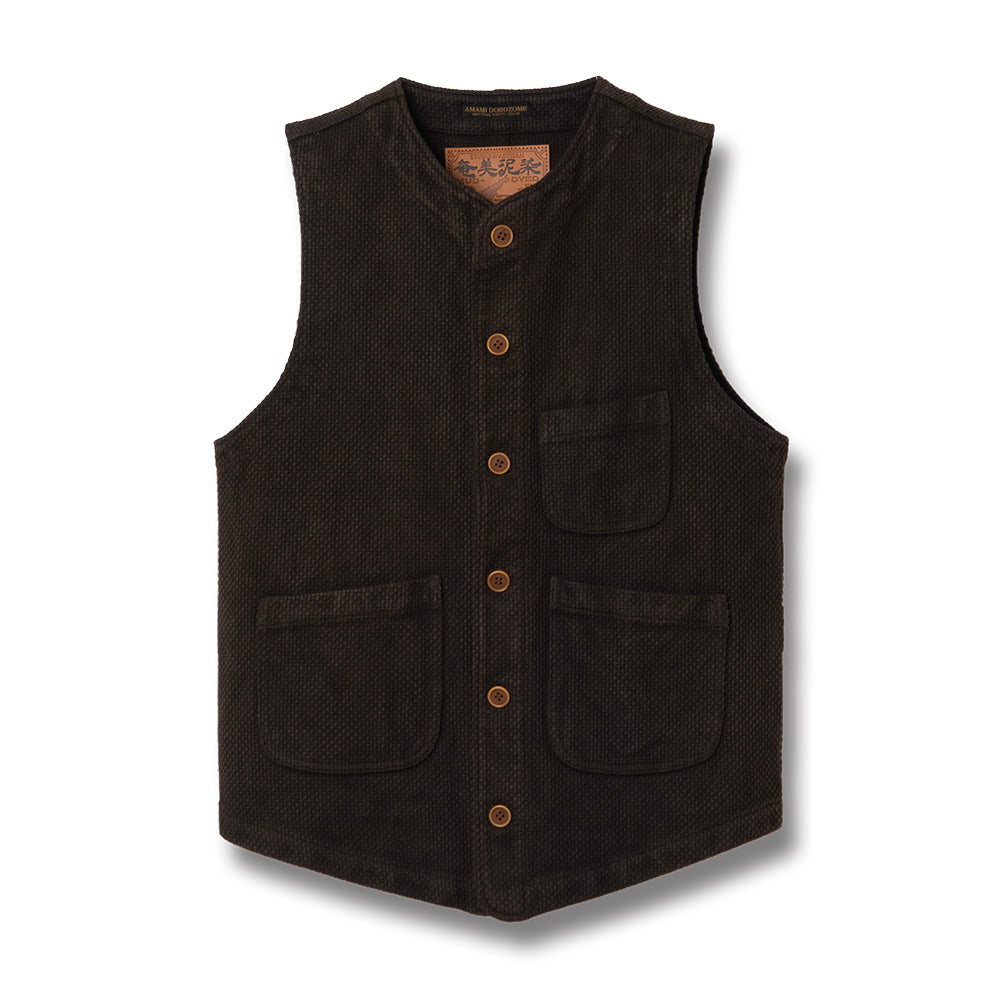 奄美大島泥染刺し子ベスト【4637】
