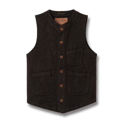 奄美大島泥染刺し子ベスト【4637】